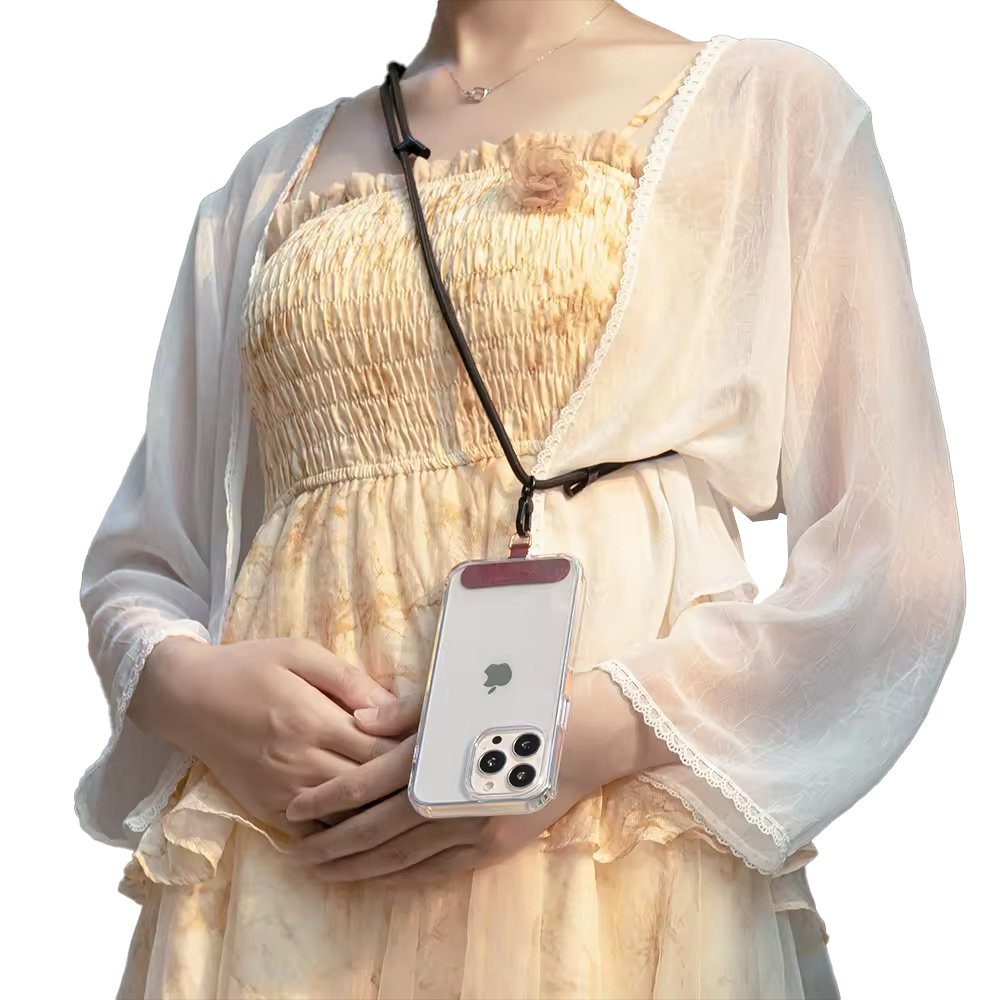 Universal Adjustable Crossbody Necklace Phone Lanyard Cell Phone Strap Anti-Lost Polyester Phone Case Lanyard with Patch Tab