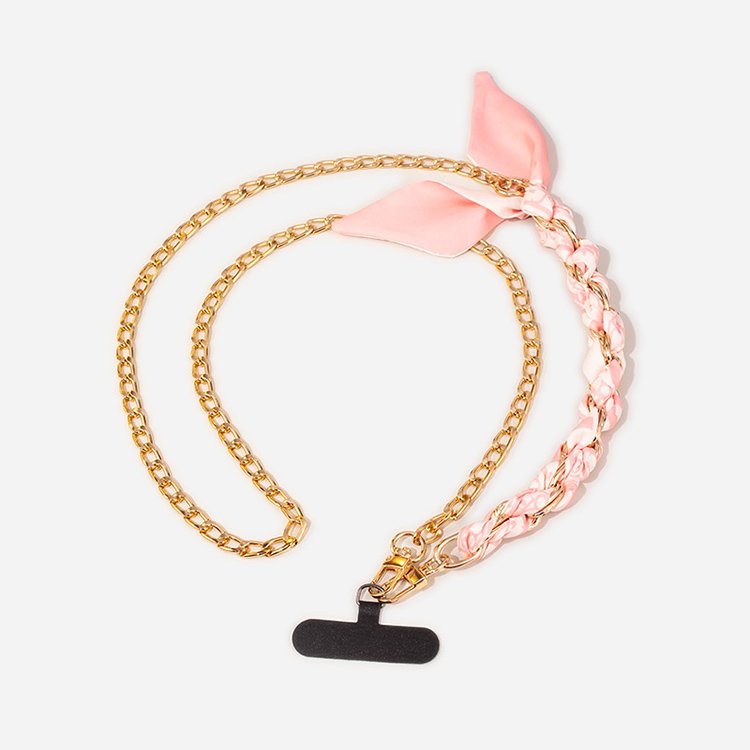 YN New Long Metal Silk Scarf Woven Bag Chain Elegant Bag Decoration 120cm Phone Purse Crossbody Chain Woven Metal Chain Strap