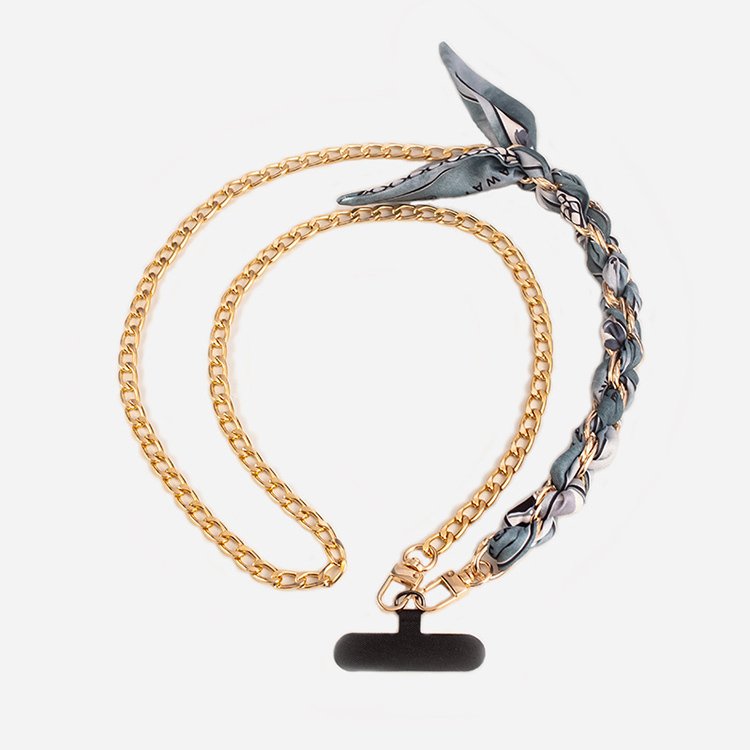YN New Long Metal Silk Scarf Woven Bag Chain Elegant Bag Decoration 120cm Phone Purse Crossbody Chain Woven Metal Chain Strap
