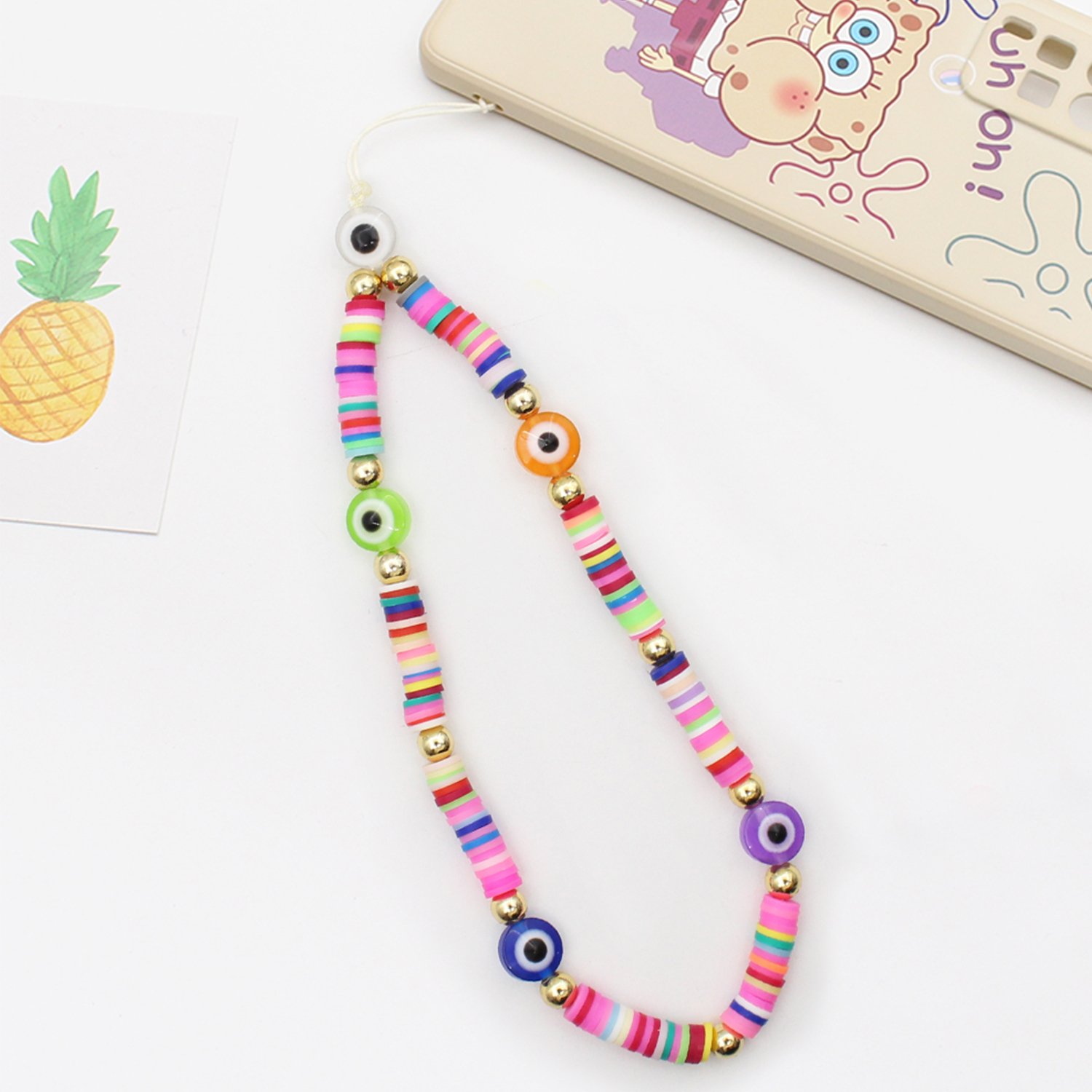 Good Quality Boho phone wrist strap phone hand strap Beaded Polymer Clay Phone Chain