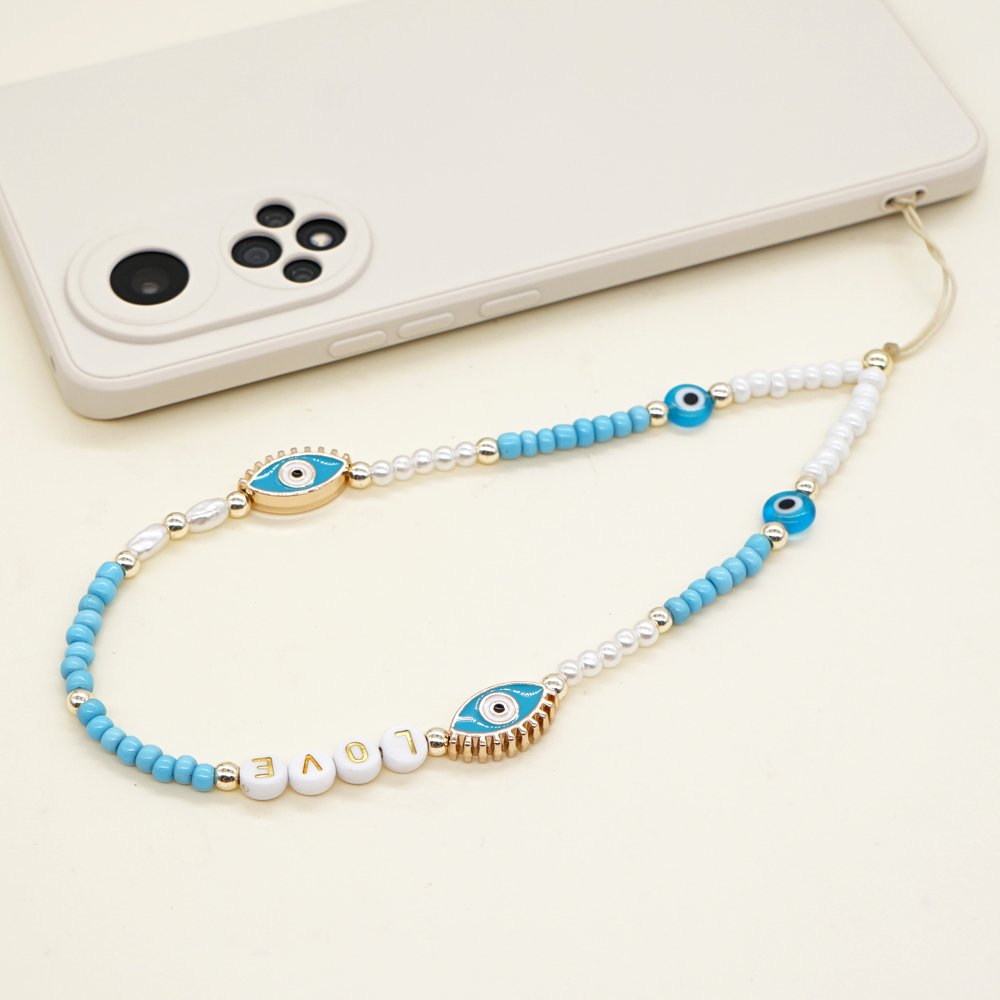 Go2boho New In Phone Chain Strap Beaded Handmade Evil Eye Seed Bead Love Letter Summer Gift For Her Girlfriend Best Friend