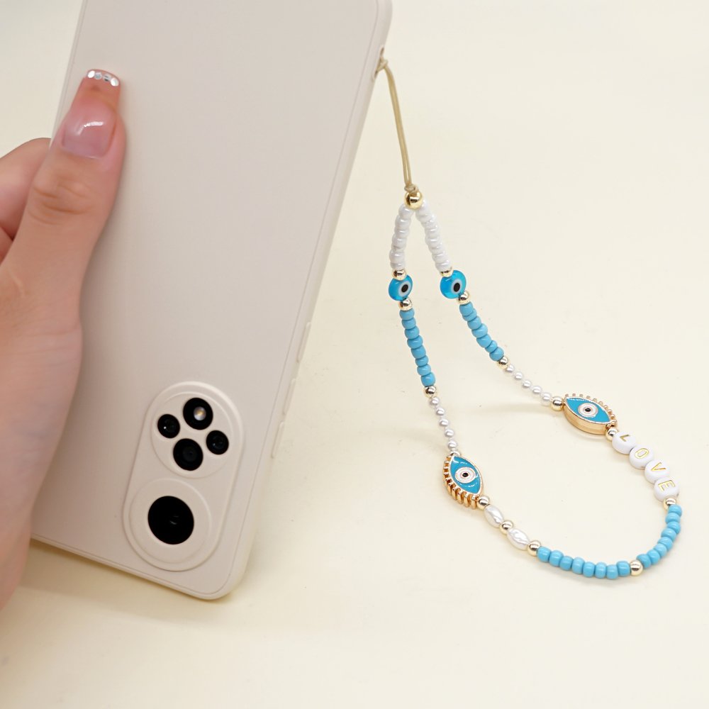 Go2boho New In Phone Chain Strap Beaded Handmade Evil Eye Seed Bead Love Letter Summer Gift For Her Girlfriend Best Friend
