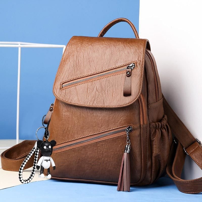 Fashion Pu Leather Backpack Women Backpack for Teenage Girls Soft School Bag High Quality Customized Waterproof Polyester CN;FUJ