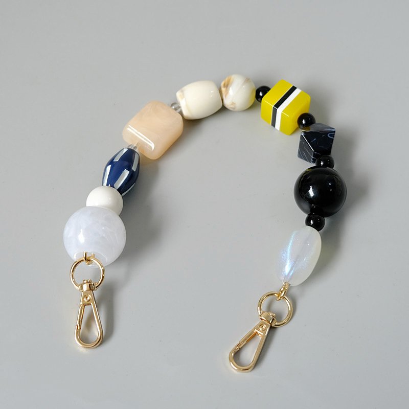 Colorful Bohemian Bag Phone Strap Geometric Irregular Beads Retro Handmade Beaded Short Versatile Mobile Phone Lanyard 36cm