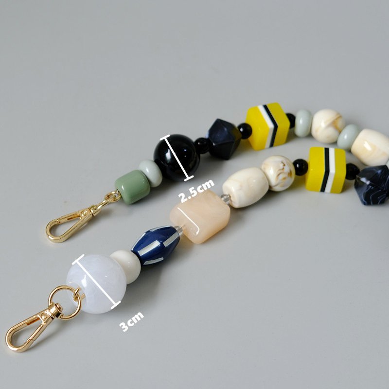 Colorful Bohemian Bag Phone Strap Geometric Irregular Beads Retro Handmade Beaded Short Versatile Mobile Phone Lanyard 36cm