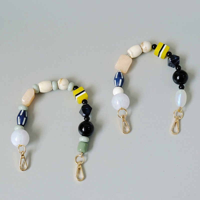 Colorful Bohemian Bag Phone Strap Geometric Irregular Beads Retro Handmade Beaded Short Versatile Mobile Phone Lanyard 36cm