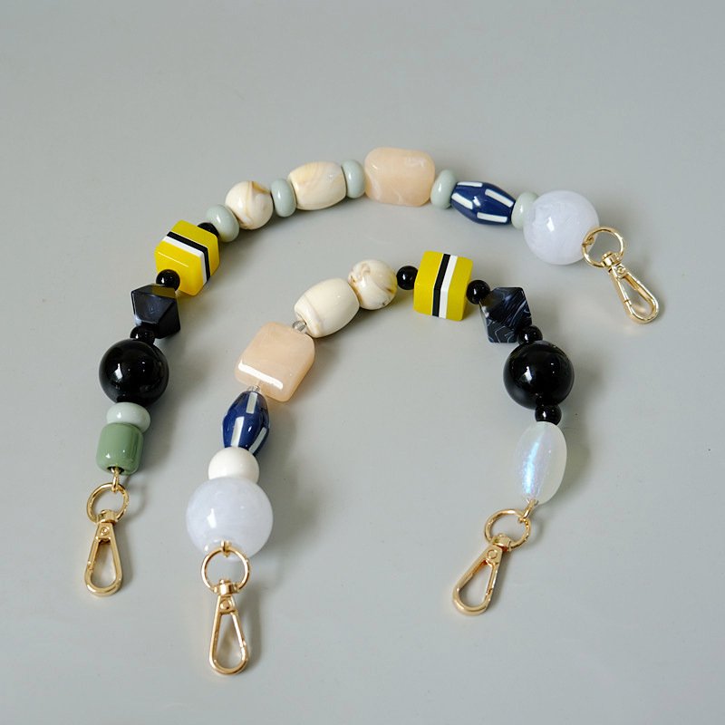Colorful Bohemian Bag Phone Strap Geometric Irregular Beads Retro Handmade Beaded Short Versatile Mobile Phone Lanyard 36cm