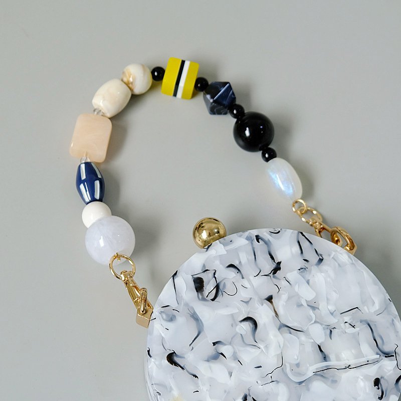 Colorful Bohemian Bag Phone Strap Geometric Irregular Beads Retro Handmade Beaded Short Versatile Mobile Phone Lanyard 36cm