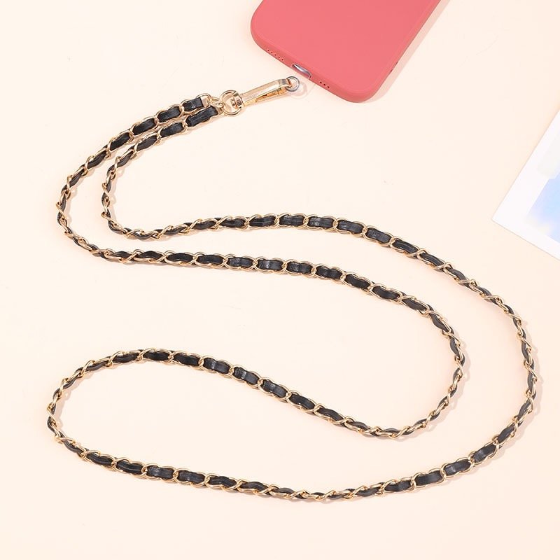 pearl bead pink crossbody chain strap mobile phone lanyard with metal clips for women for ladies keychain accessories