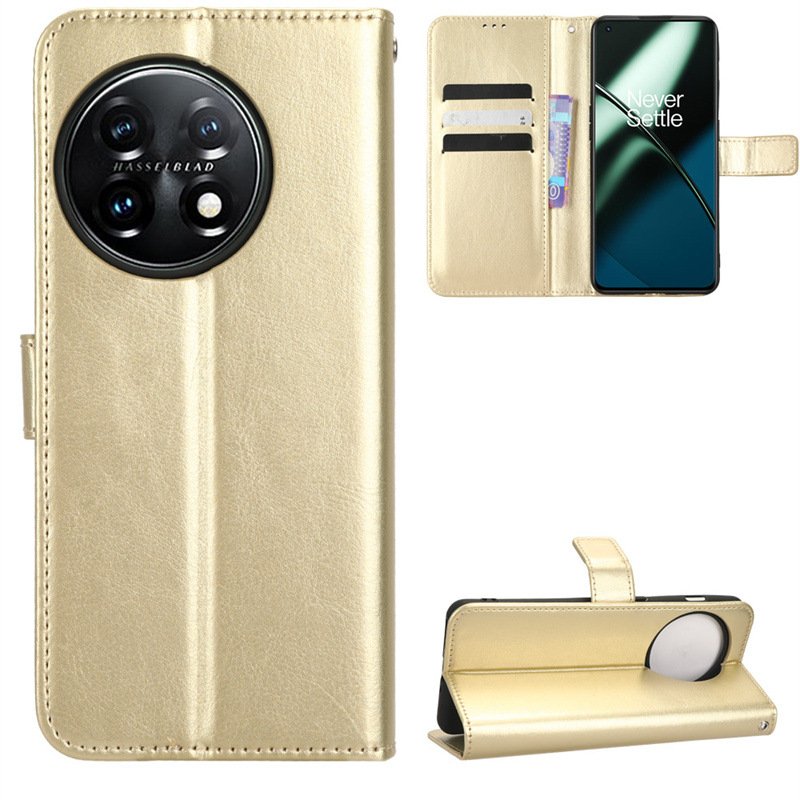 Luxury Crazy Horse PU Leather Flip Phone Case Wallet Mobile Phone Back Cover With Strap For Oneplus 6 7 8 9 10 11 12 R T Pro