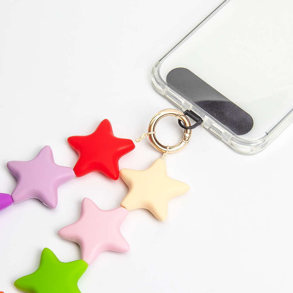 Silicone Star Bead phone chain strap beautiful phone chain Acrylic soft phone lanyard bowl with bag pendant hanging ornaments