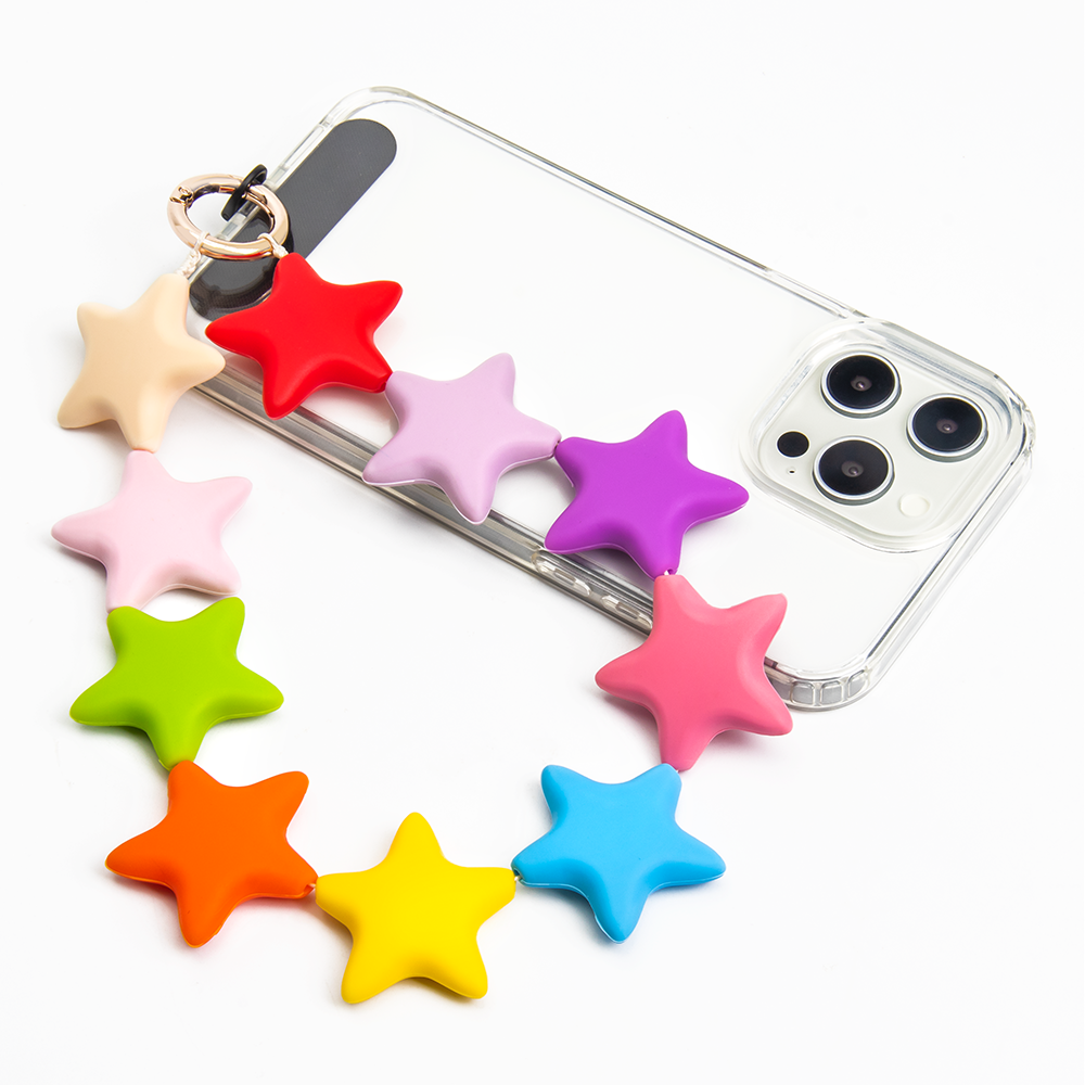 Silicone Star Bead phone chain strap beautiful phone chain Acrylic soft phone lanyard bowl with bag pendant hanging ornaments