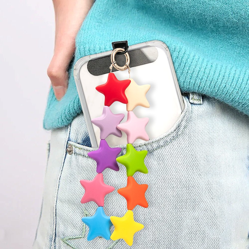 Silicone Star Bead phone chain strap beautiful phone chain Acrylic soft phone lanyard bowl with bag pendant hanging ornaments