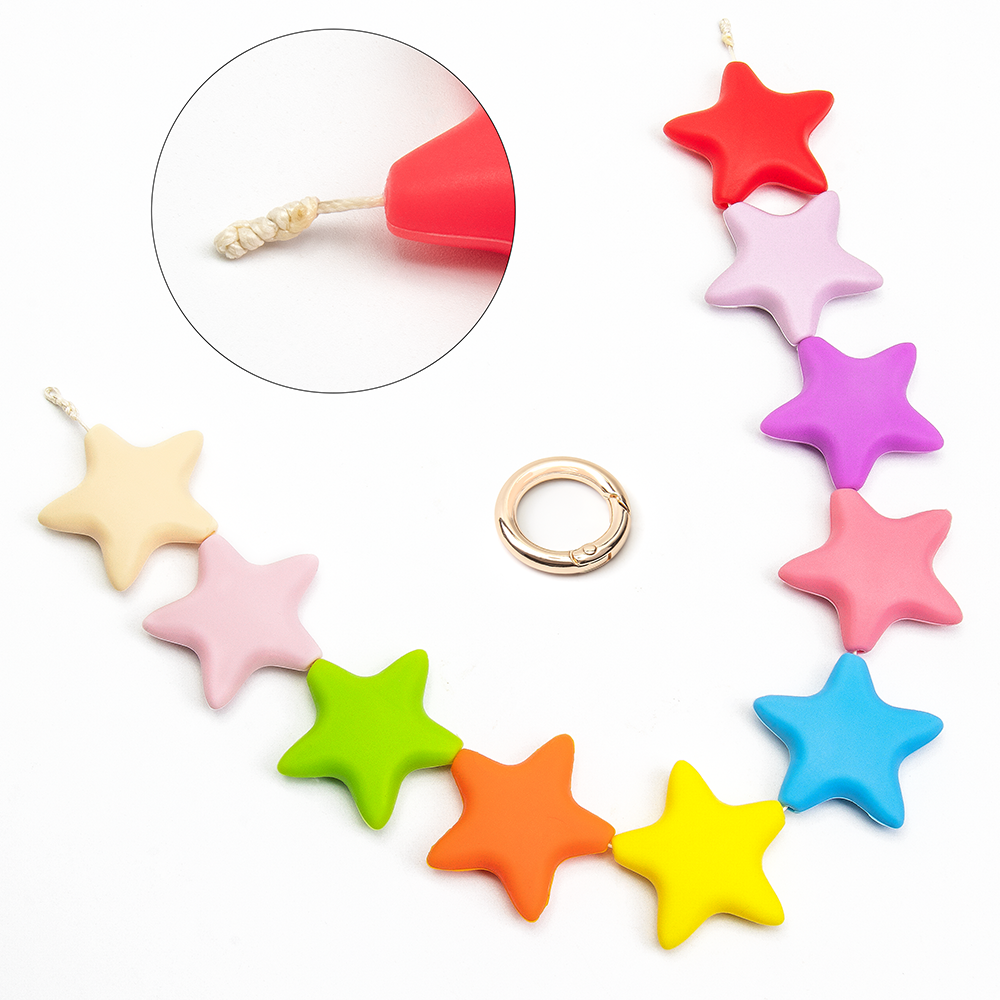 Silicone Star Bead phone chain strap beautiful phone chain Acrylic soft phone lanyard bowl with bag pendant hanging ornaments