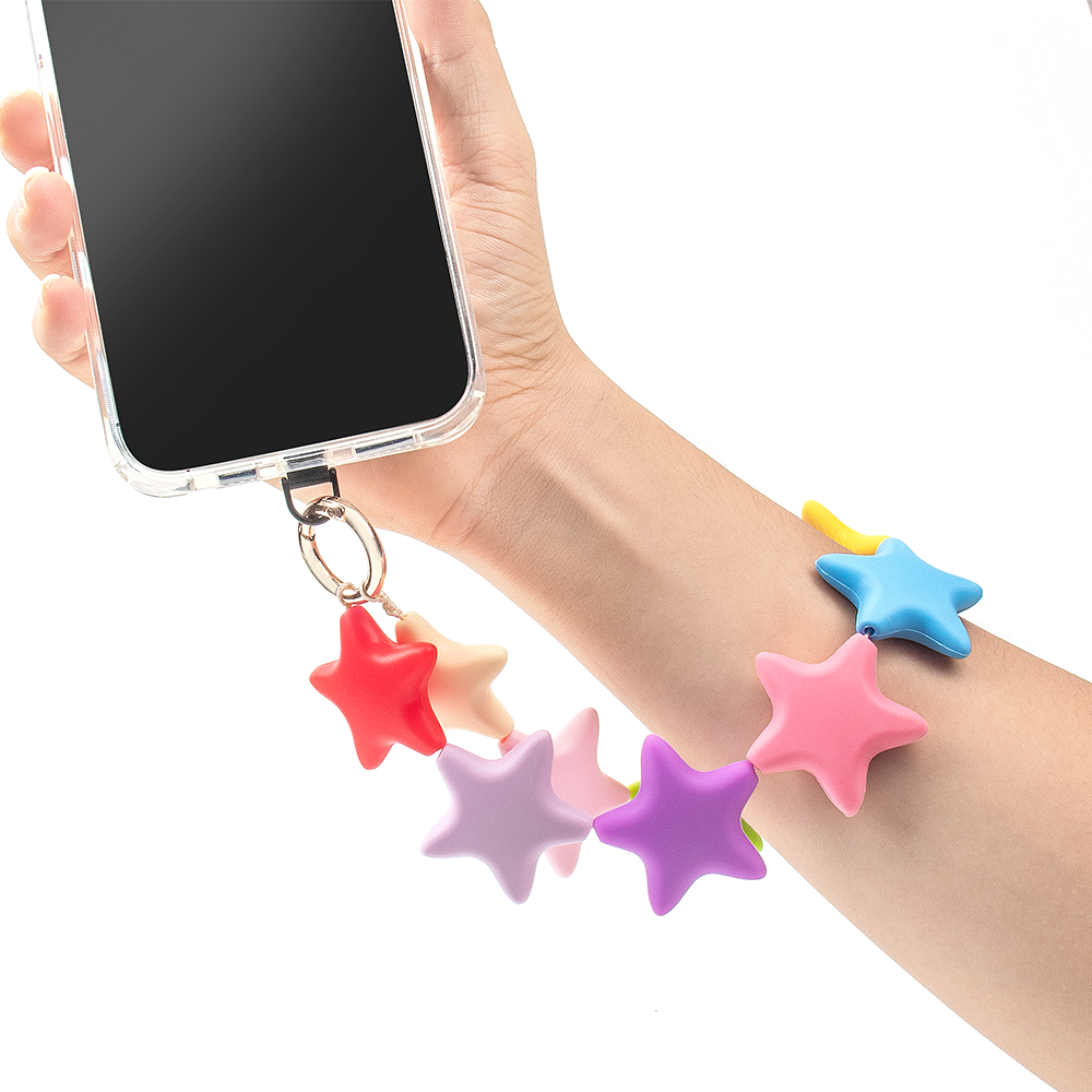 Silicone Star Bead phone chain strap beautiful phone chain Acrylic soft phone lanyard bowl with bag pendant hanging ornaments