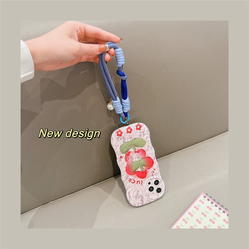 New Pearl Braided Mobile Phone Lanyard Strap Hanging Chain Ring Cord with Wrist Strap Cell Phone Holder Detachable Rope Keychai