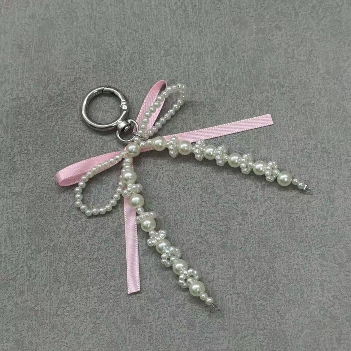 Lilangda Beaded Phone Lanyard Wrist Strap Pearls Bead Phone Chain DIY Handmade Bowknot Keychains Backpack Phone Camera Accessory