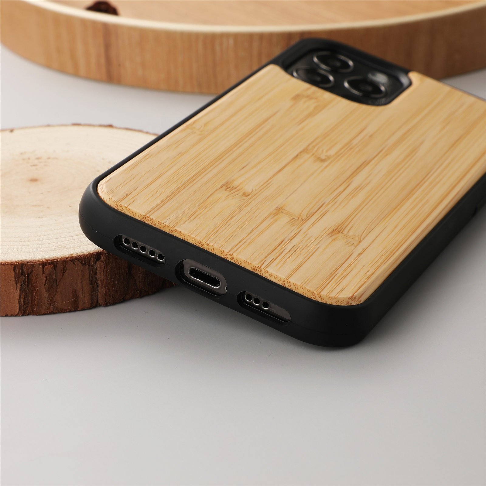 Wholesale Shockproof TPU Back Cover Case Genuine Wood Phone Case Natural Wooden Mobile Phone Case for iPhone 11/12/13/14