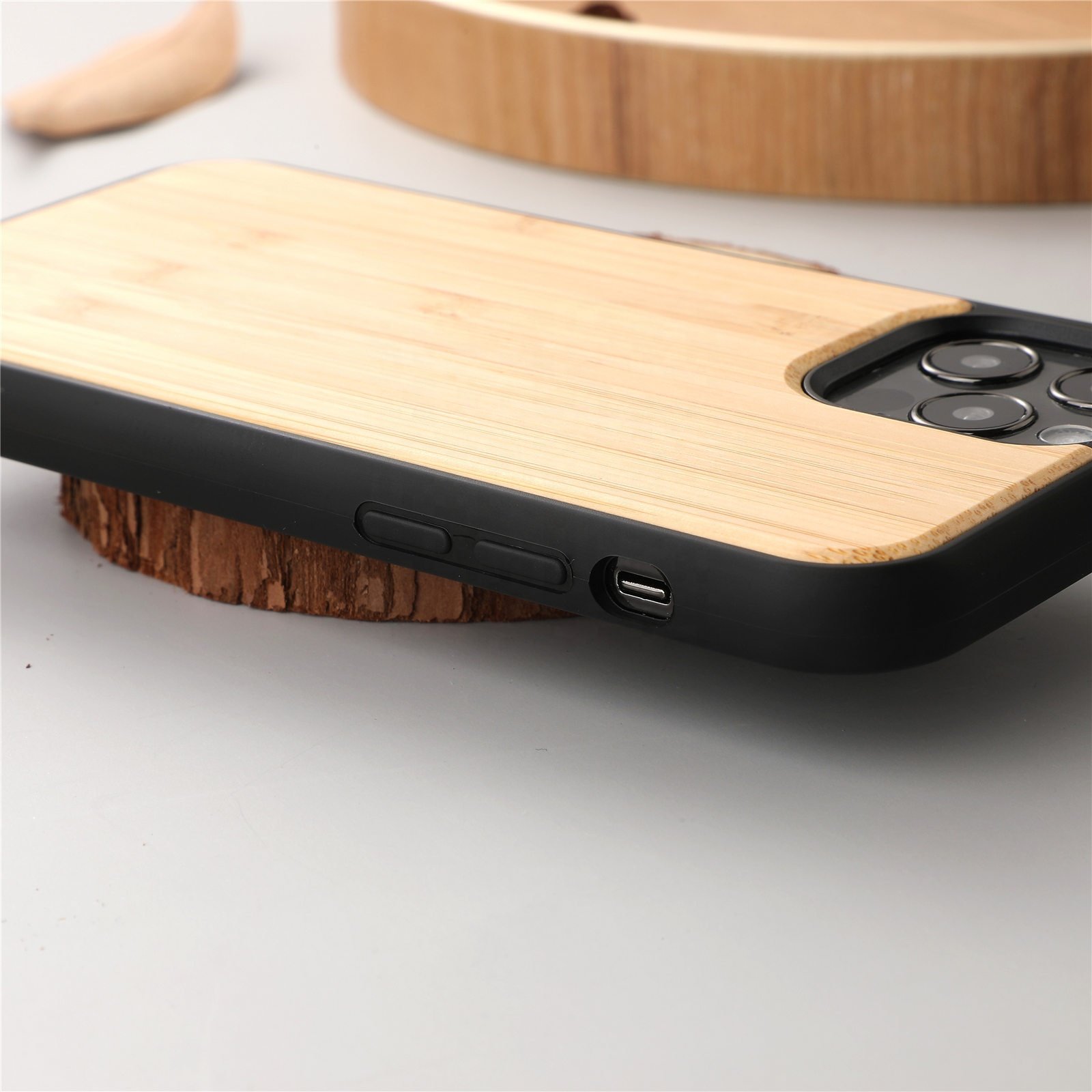 Wholesale Shockproof TPU Back Cover Case Genuine Wood Phone Case Natural Wooden Mobile Phone Case for iPhone 11/12/13/14