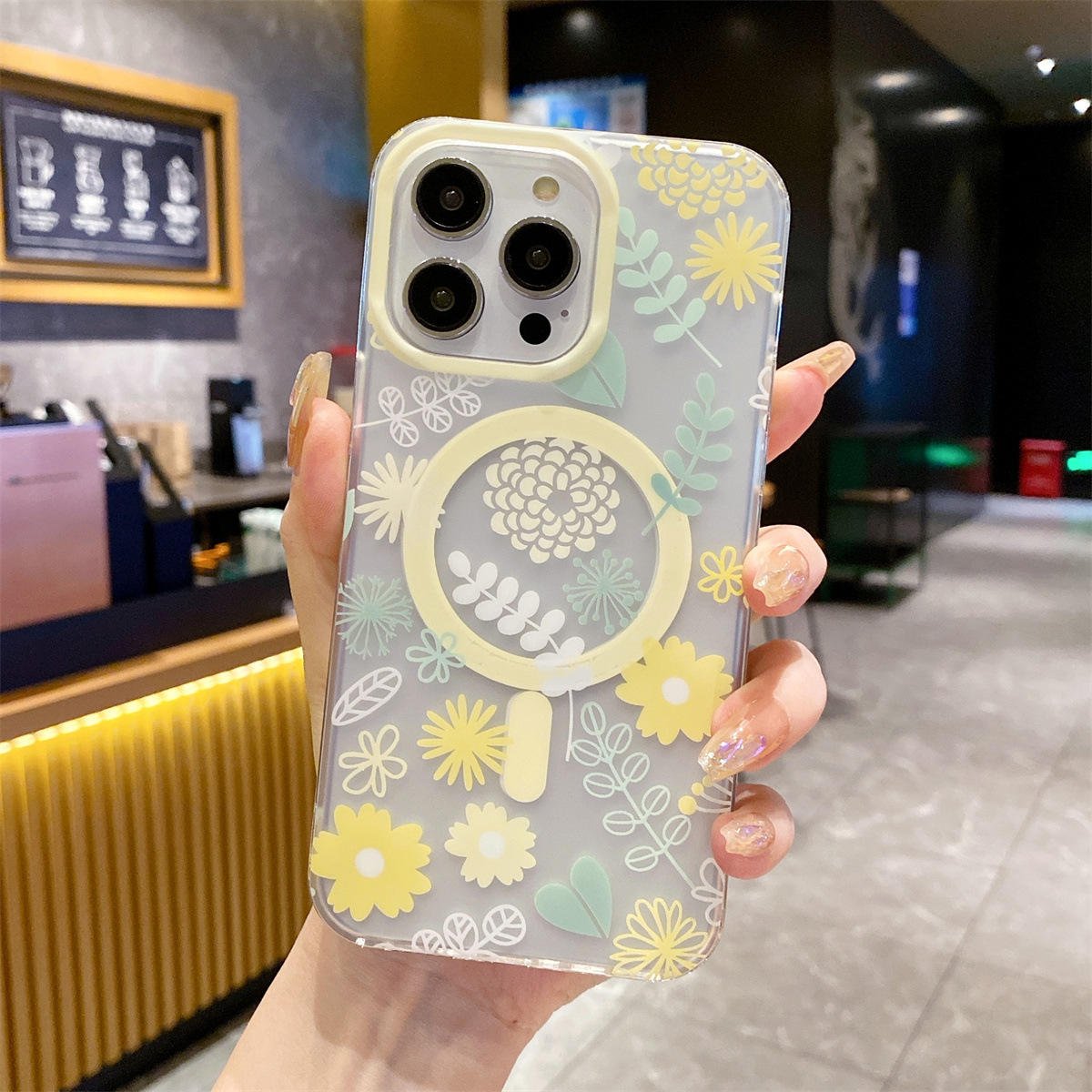 hot sale tpu flower magnetic phone case for iphone 12 13 14 15 Pro Max Cell Cover