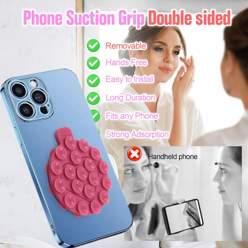 Silicone Suction Cup Phone Case Mount Double Sided Phone Accessories Hands-Free Strong Grip Holder for Selfies and Videos
