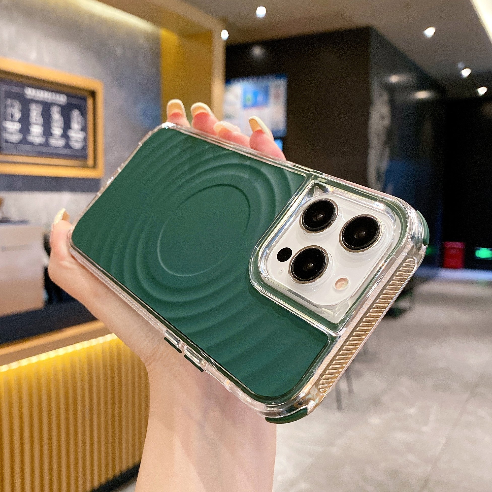 NEW Design For iPhone 16 Pro Max Wavy Rippling Shape Shockproof Magnetic PC hard Phone Case