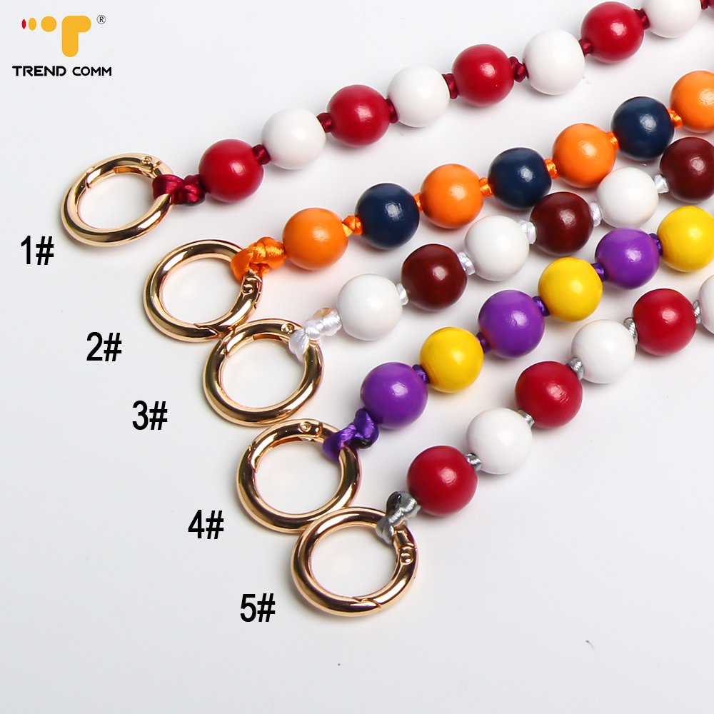 Cross Body Phone Lanyard Wood Bead Classic Women Men Mobile Strap Wooden Colorful Beads Chain Cord Fashion Jewelry Boho Straps