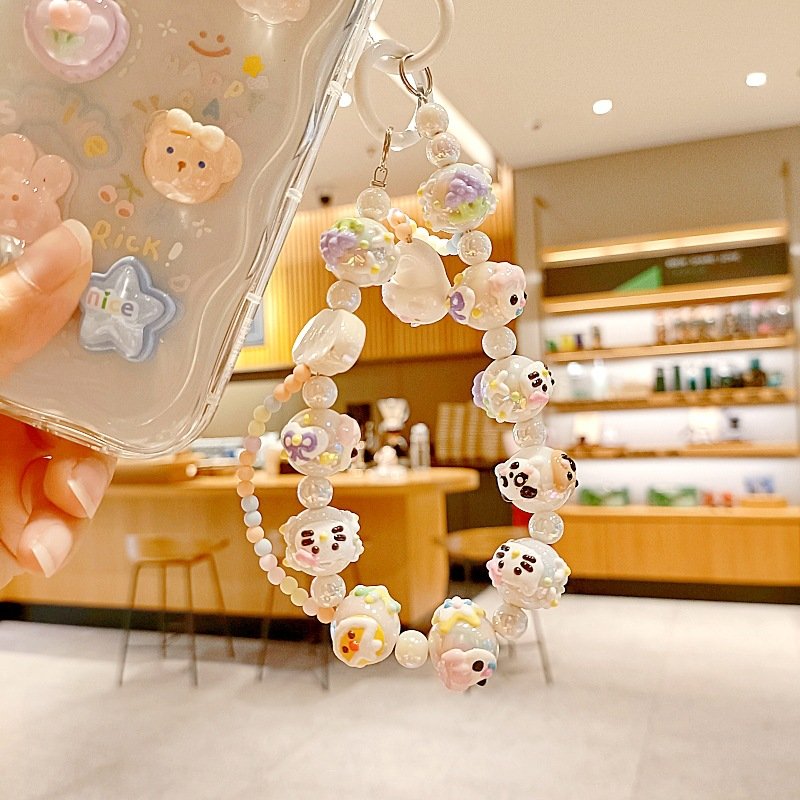 Lilangda Small Fresh Beaded Mobile Phone Chain Pendant Hand Drawn Bead Anti-lost Chain Bag Decoration Ornaments Gifts For Girls