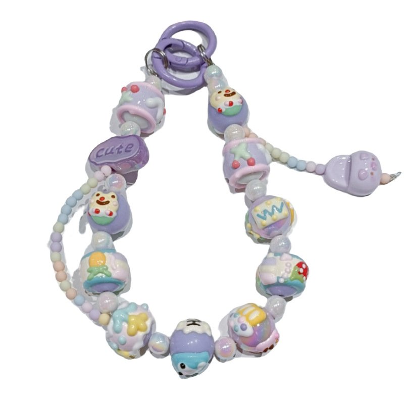 Lilangda Small Fresh Beaded Mobile Phone Chain Pendant Hand Drawn Bead Anti-lost Chain Bag Decoration Ornaments Gifts For Girls