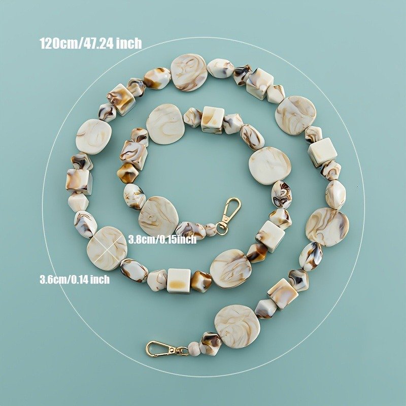 Bohemian Beige Cellphone Crossbody Lanyard Women Bag Cross Chain 120cm Multifunctional Irregular Beads Mobile Phone Necklace
