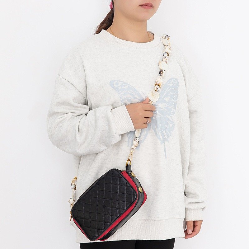 Bohemian Beige Cellphone Crossbody Lanyard Women Bag Cross Chain 120cm Multifunctional Irregular Beads Mobile Phone Necklace
