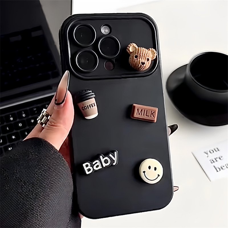 Hot sales 3D Bear Gradient Color Lens Frosted Silicone Phone Case Cover For iPhone 15 14 13 12 11 Pro Max Plus Phone case