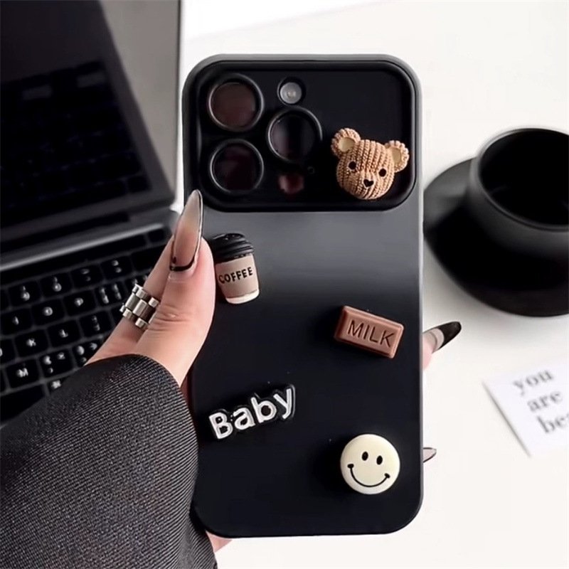 Hot sales 3D Bear Gradient Color Lens Frosted Silicone Phone Case Cover For iPhone 15 14 13 12 11 Pro Max Plus Phone case
