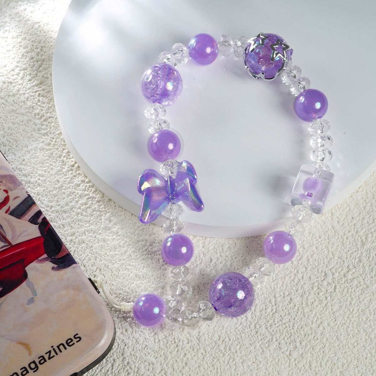 Colorful Crystal Butterflies Chain Women Charm Phone Lanyard Acrylic Pendant Anti-Lost