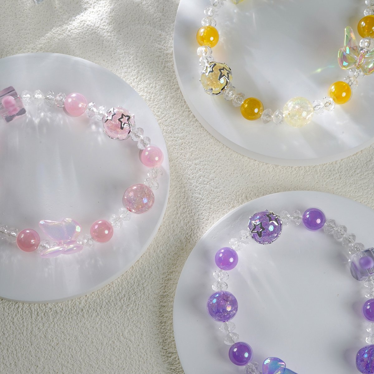 Colorful Crystal Butterflies Chain Women Charm Phone Lanyard Acrylic Pendant Anti-Lost