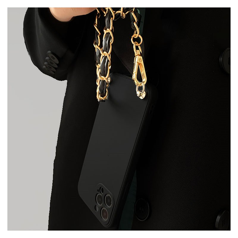 Black Leather Crossbody Lanyard Necklace Chain For Phone Case Cover Strap Long Mobile Phone Chains 120cm Phone Shoulder Strap