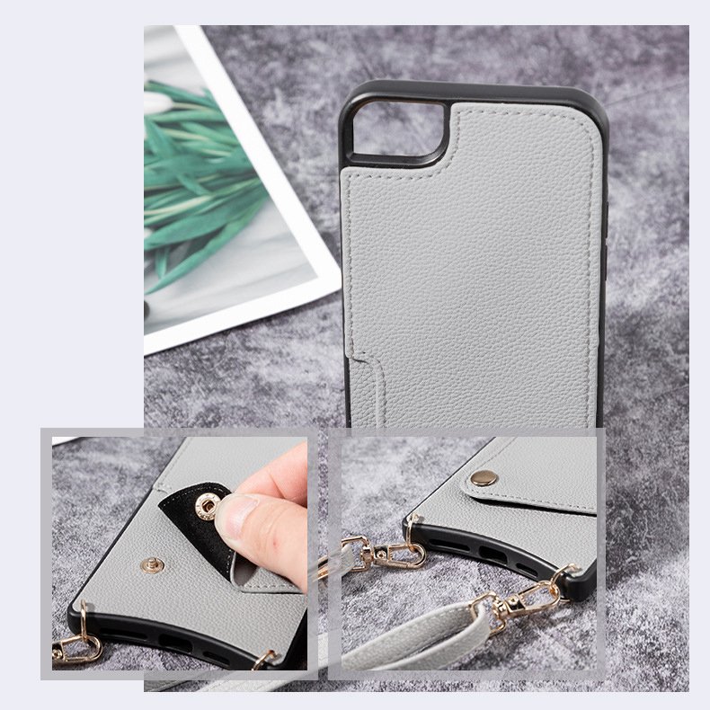 Crossbody Wallet PU Leather Phone Case with Card for iPhone 16 15 14 13 Pro Max with Cord Rope Shoulder Strap Handle Mobile Case