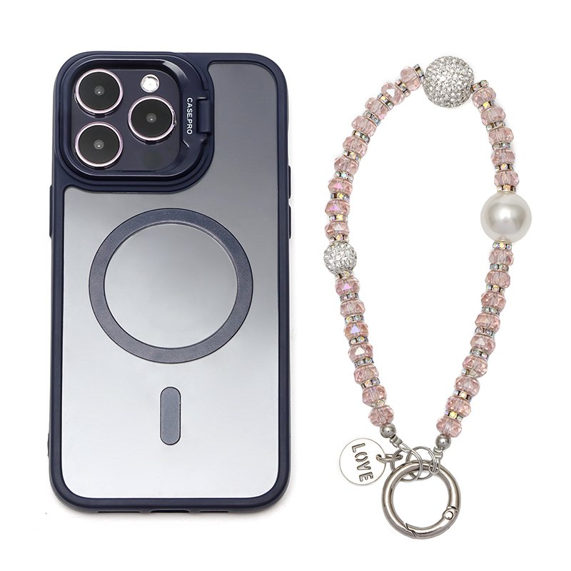 Beaded Phone Lanyard Wrist Strap Pearl Rainbow Color Beaded Phone Chain Strap