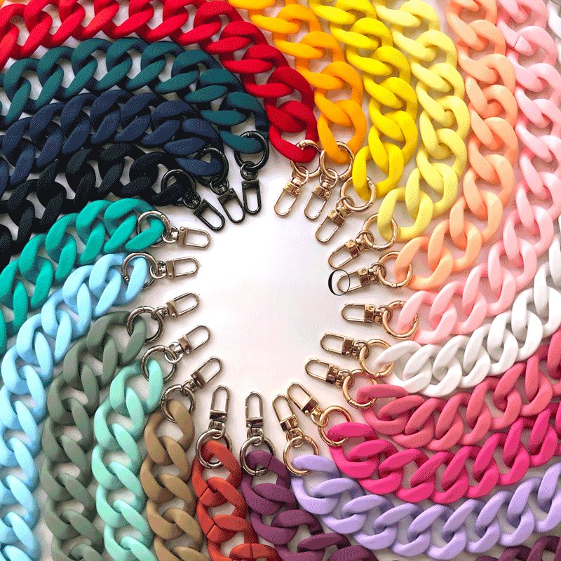 Luxury Matte Resin Jewelry Acrylic Chain Phone Case Cover Strap Buckle For iPhone 16 15 14 Pro Max Necklace Shoulder Case Cover