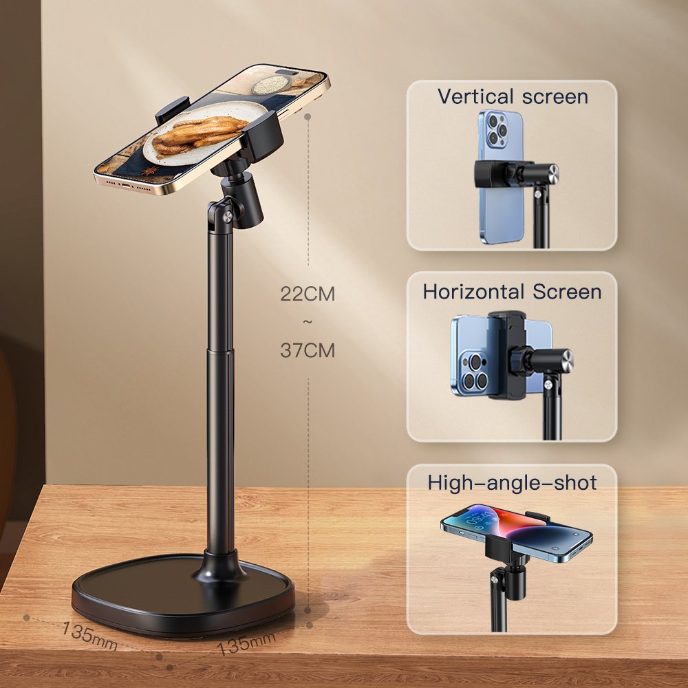 X66Pro Cell Phone Stand Mount Desk Adjustable Height Angle Phone Holder 360 Degree Rotating Desktop Phone Stand