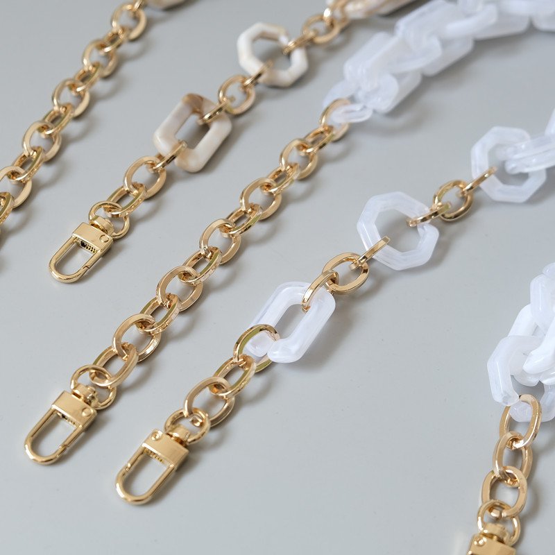 New Baroque Acrylic Phone Chain Gold Short Bag Chain Beige White Mobile Phone Portable Chain Cellphone Holder Strap 35cm 63cm