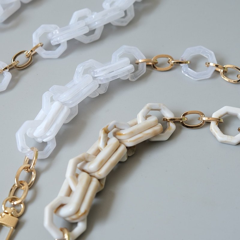 New Baroque Acrylic Phone Chain Gold Short Bag Chain Beige White Mobile Phone Portable Chain Cellphone Holder Strap 35cm 63cm