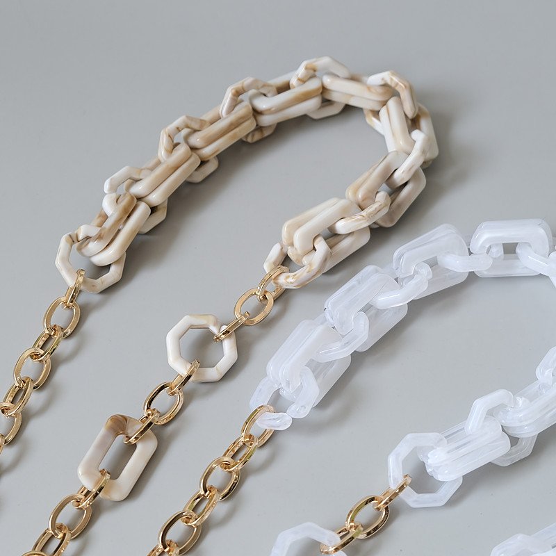 New Baroque Acrylic Phone Chain Gold Short Bag Chain Beige White Mobile Phone Portable Chain Cellphone Holder Strap 35cm 63cm