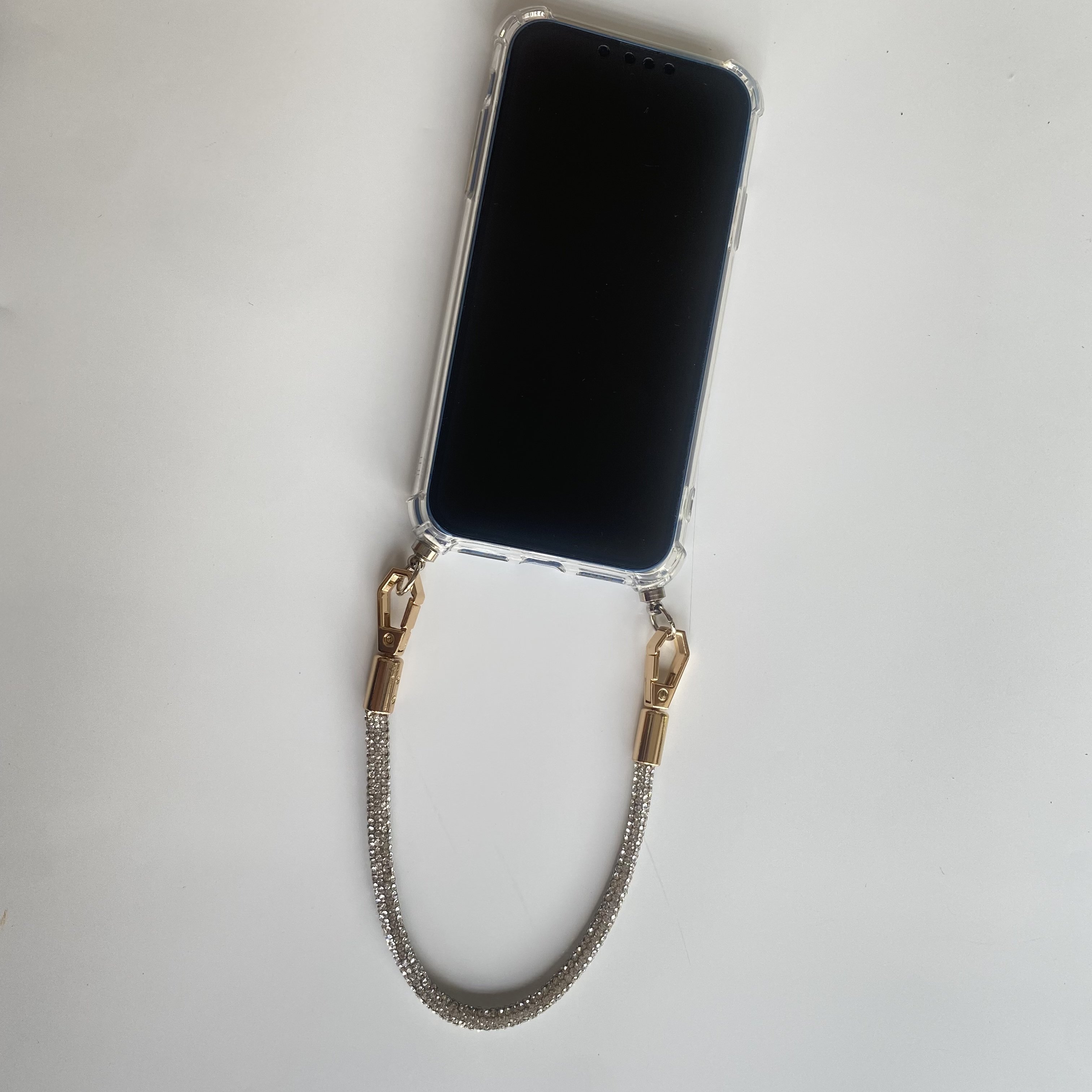 30cm rhinestone shinnly silver bead phone wrist straps anti slip keychain bracelet phone strap lanyard