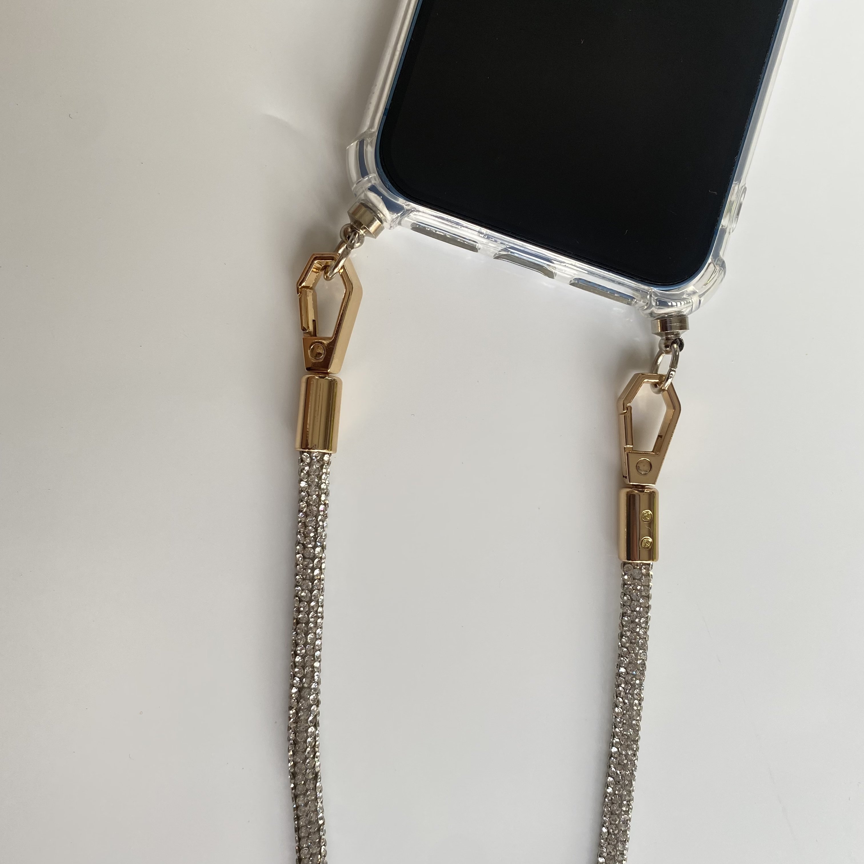 30cm rhinestone shinnly silver bead phone wrist straps anti slip keychain bracelet phone strap lanyard