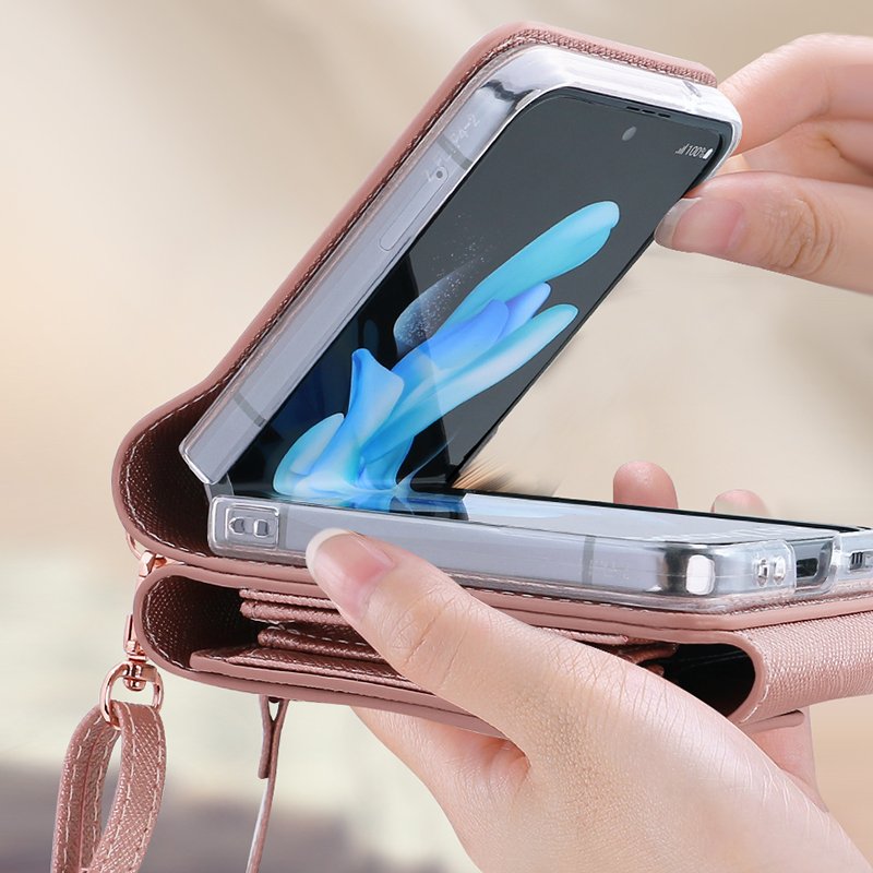 VIETAO New Design Leather Wallet Phone Case For Samsung galaxy z flip 6 flip case Girls z flip 5 4 3 wallet case with hand strap
