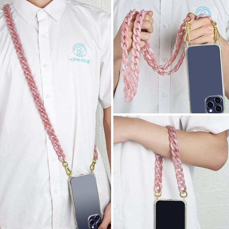 Universal Acrylic Phone Crossbody Necklace Gold Phone Case Lanyard Women Fashion Acrylic Chain Mobile Phone Chain Strap 120cm