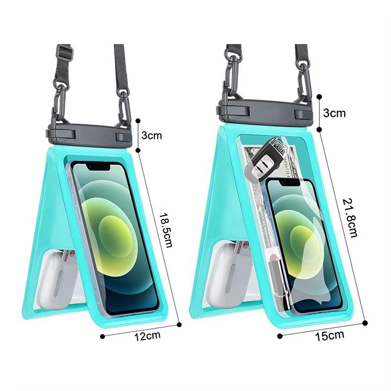 Custom Swimming Phone Dry Pouch Double Space IPX8 Waterproof Phone Pouch with Lanyard