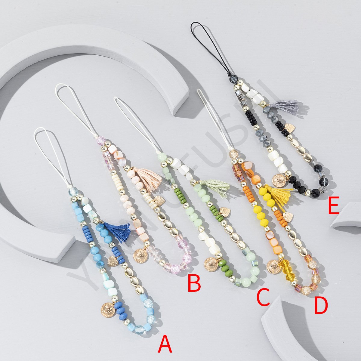 Wholesale Diy Colorful Beading Anti-lost Phone Lanyard Trendy Tassel Beaded Cell Phone Charm Chain Strap For Women