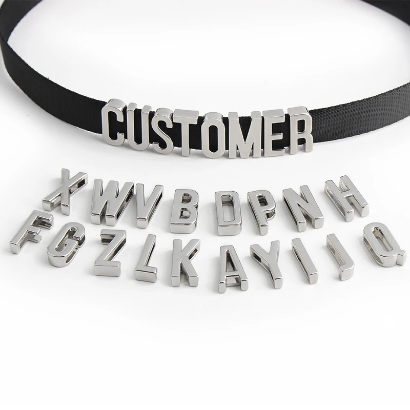 26Pcs/Lot Slide Letter Charms Dog Collar Metal Decorative DIY Free Combination For Straps/Collar/Bags/Mobile Phone Shell